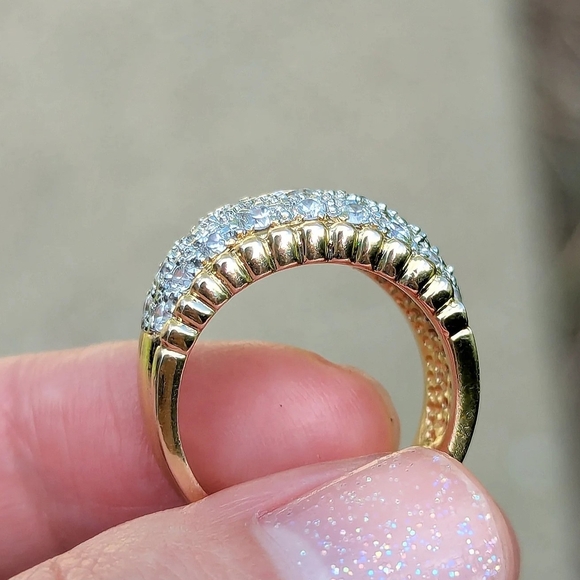 Sterling Silver 925 Gold Vermeil Ring Clear CZ stones Size 6.5 - Picture 2 of 5